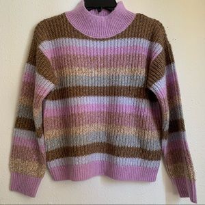 Oshkosh Striped Cozy Mock Neck Sweater Colorblock